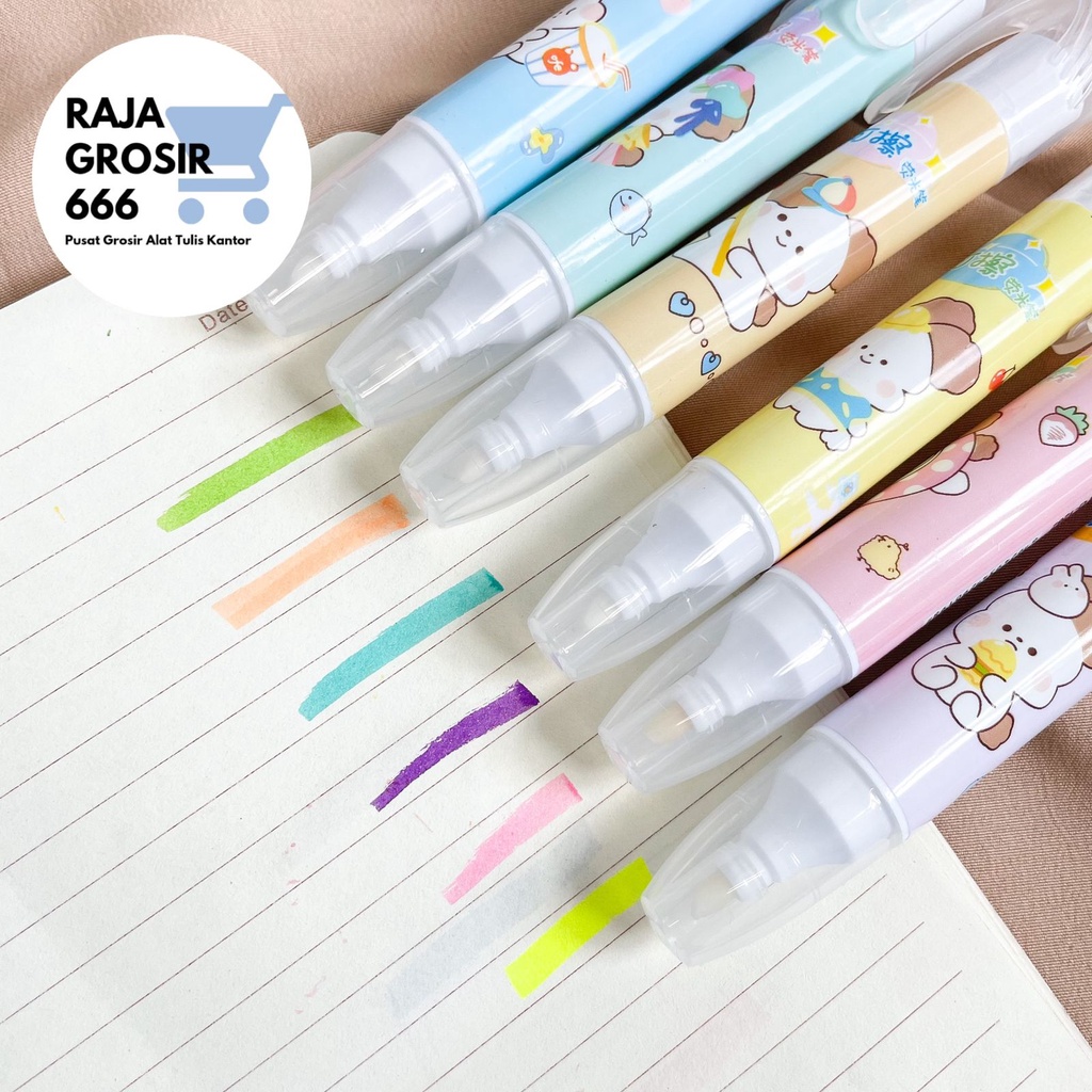 

Highlighter eraseable bisa di hapus gambar kelinci alat tulis kantor kado unik warna pastel murah terjangkau ready