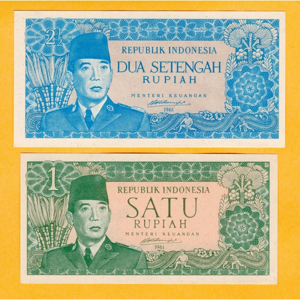 Uang Kuno Soekarno 1 dan 2 setengah rupiah Borneo tahun 1961 Souvenir Replika Repro