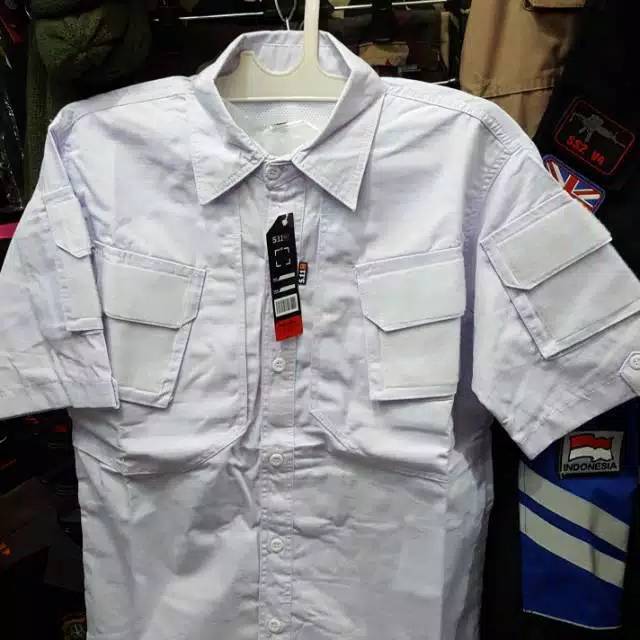 GROSIR kemeja tactical Pendek Putih terlaris free patch murah bandung