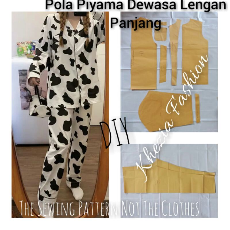 Pola Piyama Wanita Lengan Panjang Pola Piyama Dewasa Set Celana