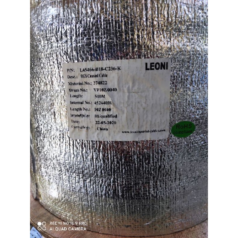 Kabwl coaxial rg8 Leoni 50 ohm