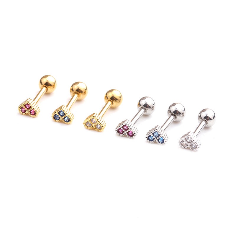 1pc Anting Bentuk Hati Bahan Stainless Steel Gaya Korea Untuk Wanita