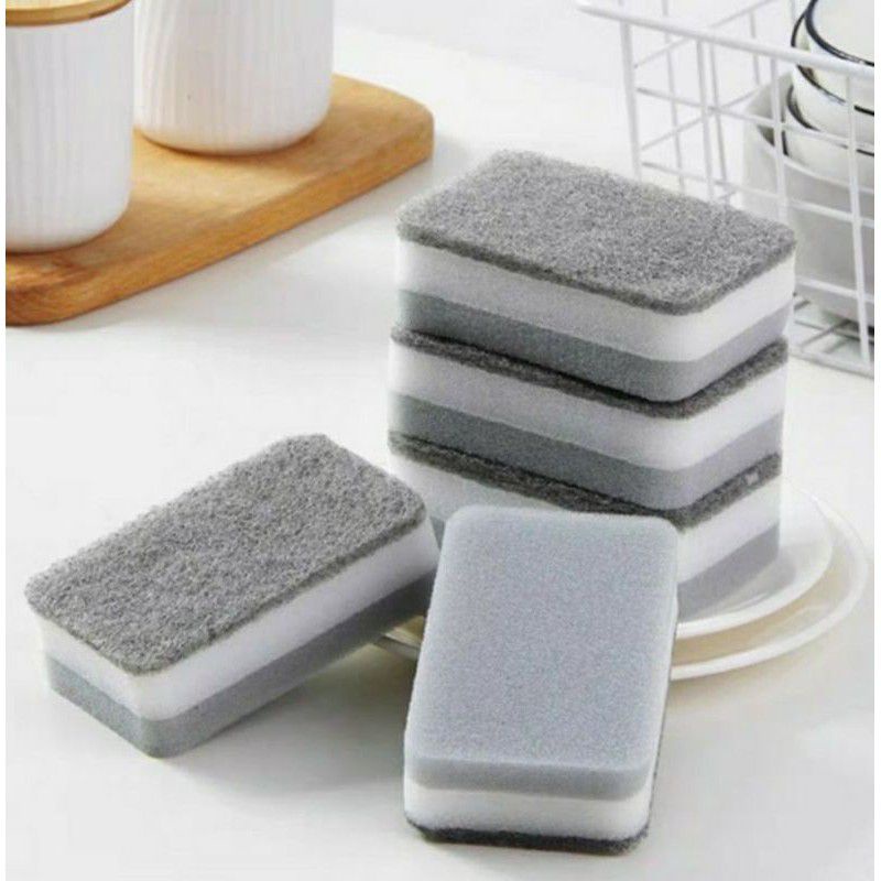 {HJ_888}SPON BUSA CUCI PIRING 2 SISI DOUBLE MAGIC DISHWASH SPONGE