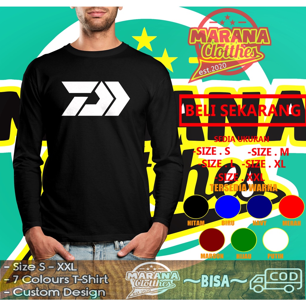 Kaos Mancing Daiwa Logo Simple Lengan Panjang Baju Distro
