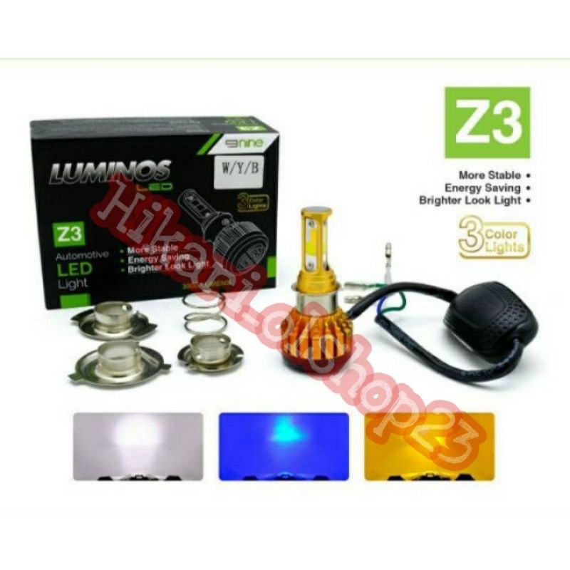 LAMPU LED MOTOR LUMINOS 3 WARNA Z3 WHITE YELLOW BLUE