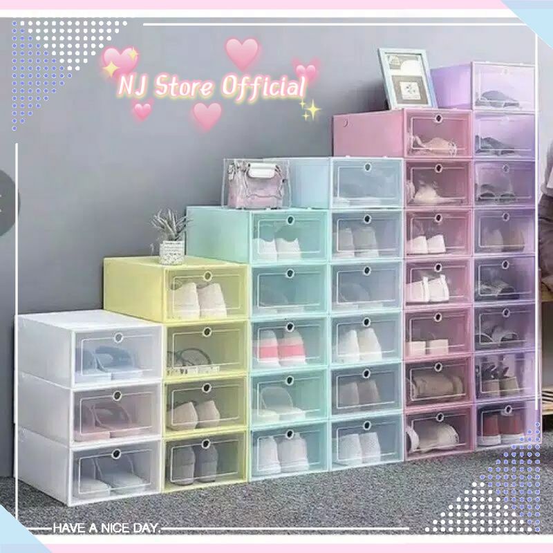 NJ Kotak Sepatu Transparan Susun Model Laci / Rak Plastik Sepatu Multifungsi Perbox PCS