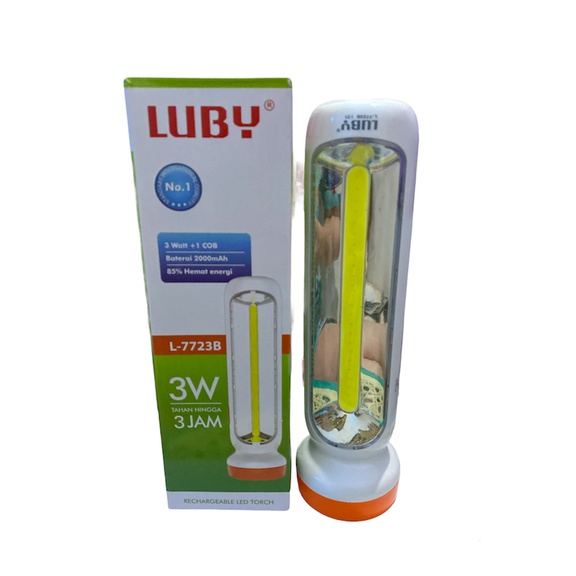 Luby Senter Lampu Emergency L 7723B 3W + 24SMD LED Light LED PUTIH Senter Super LED Rechargeable Tahan 3 Jam