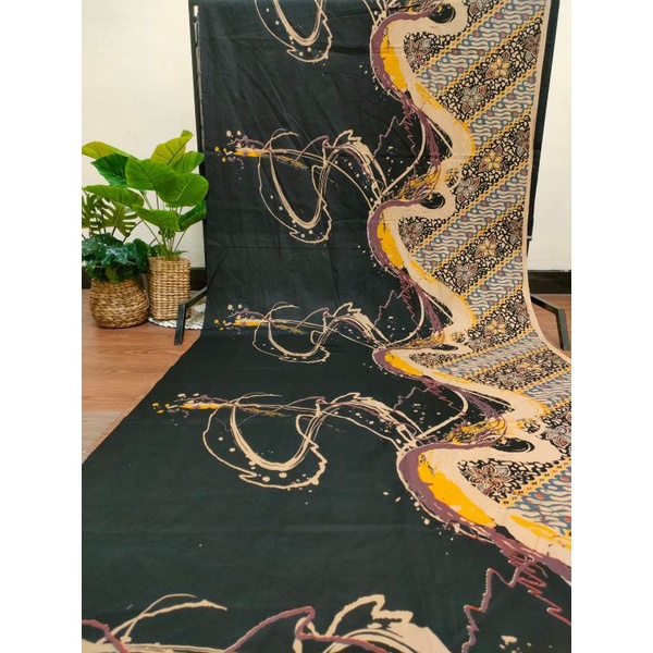 Kain batik solo seling lukis hitam