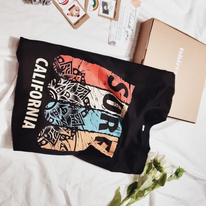 Tshitrallday Kaos Premium Unisex Pria &amp; Wanita bisa Oversize 100% Cotton Combed GRAPHIC CALIFORNIA COLOUR