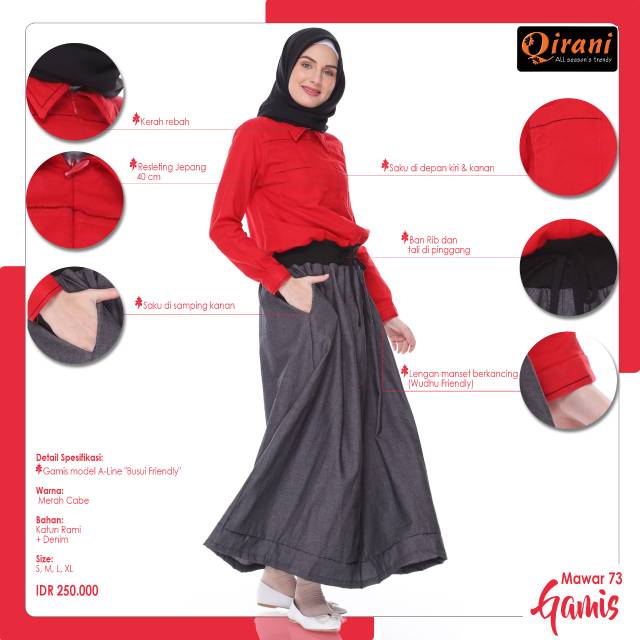 Gamis Qirani Mawar 73 Merah Cabe