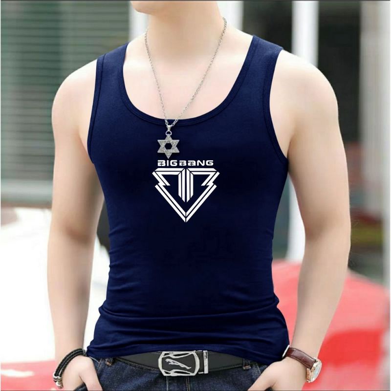 Singlet Dewasa Bigbangg Kaos Tanpa Lengan Logo Baju Oblong Pria Dalaman Motif Logo COD