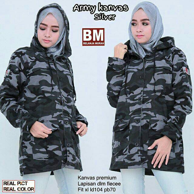 JAKET CEWEK ARMY KANVAS