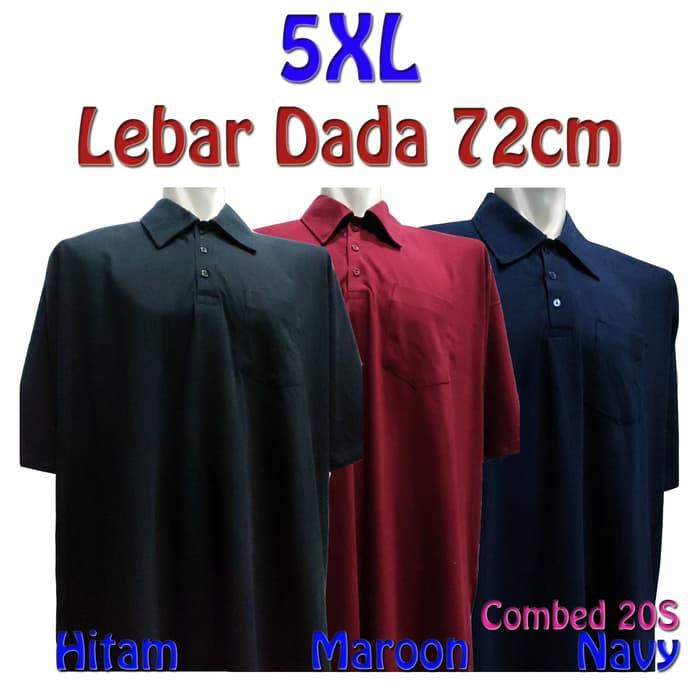 Kaos Kerah Polos Katun Combed 20S Jumbo Besar Ukuran 5XL - Hitam