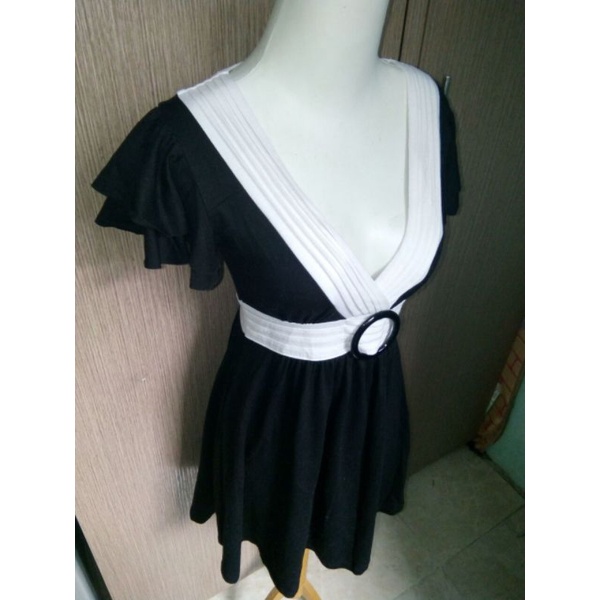 midi dress hitam putih premium preloved