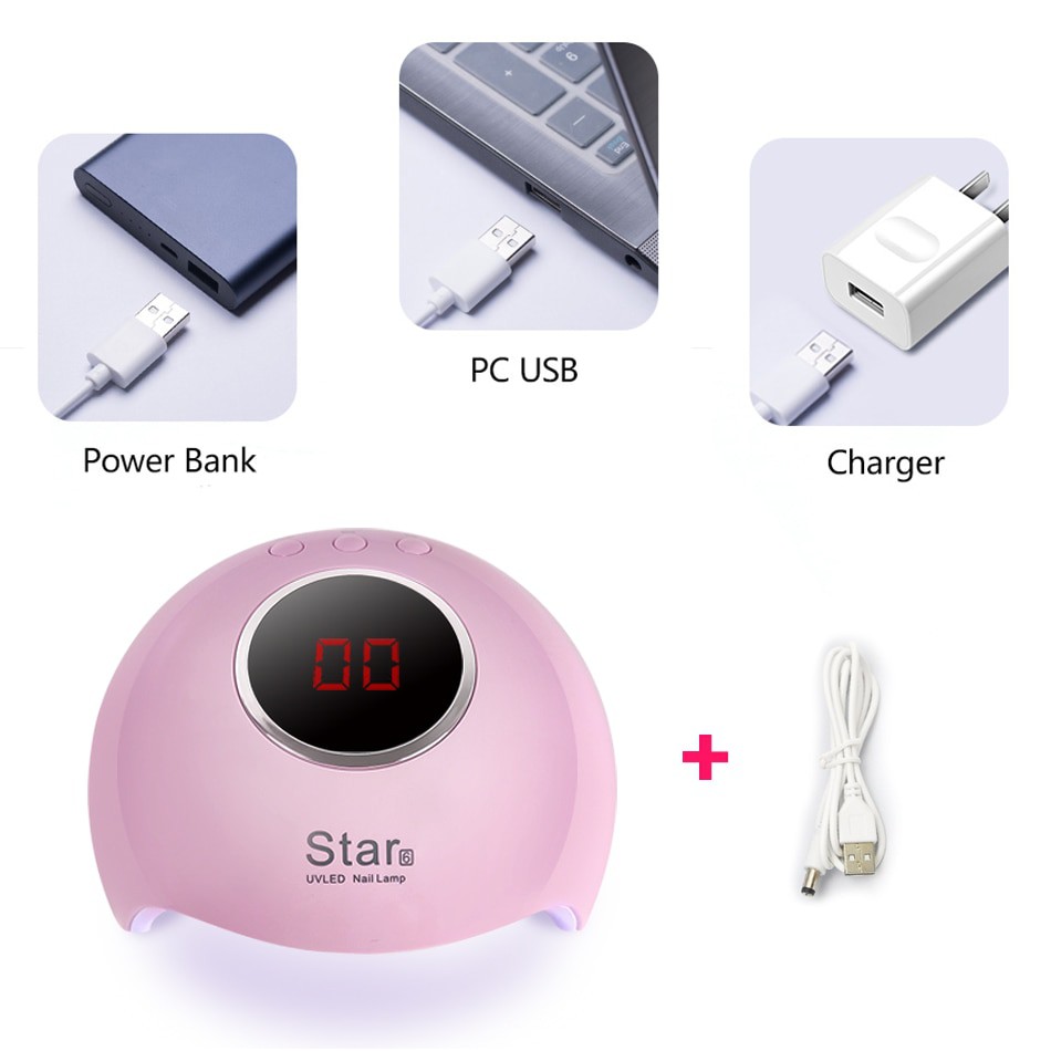 ROHWXY Pengering Kutek Kuku UV LED Nail Dryer 24W - Star6 - Pink