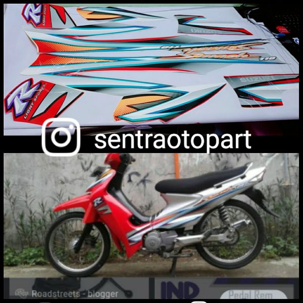 POLET striping list stiker motor smash 110 R 2008 merah silver