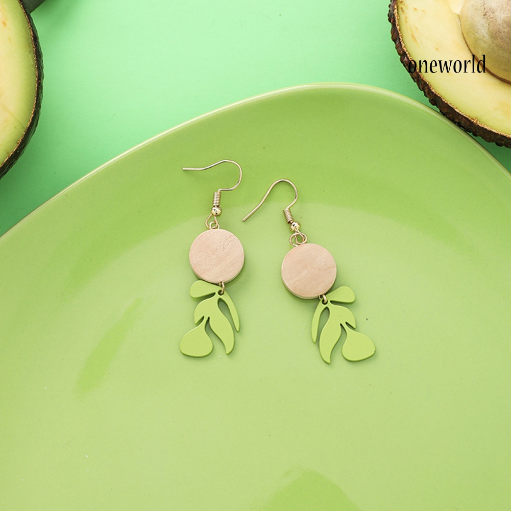 OW# Women Avocado Flower Heart Geometric Dangle Ear Drop Hook Earrings Jewelry Gift