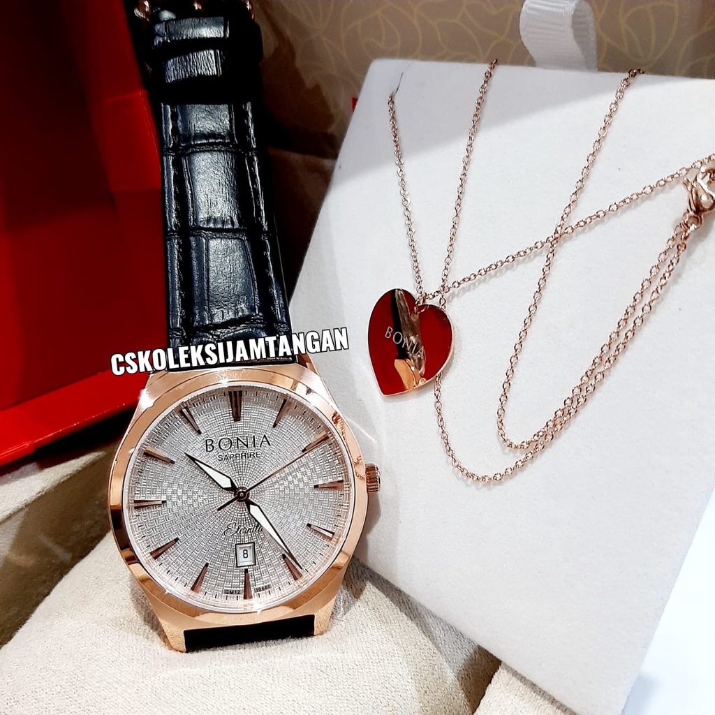 JAM TANGAN PRIA BONIA SAPPHIRE BNB10680-1512 ROSEGOLD BLACK ORIGINAL