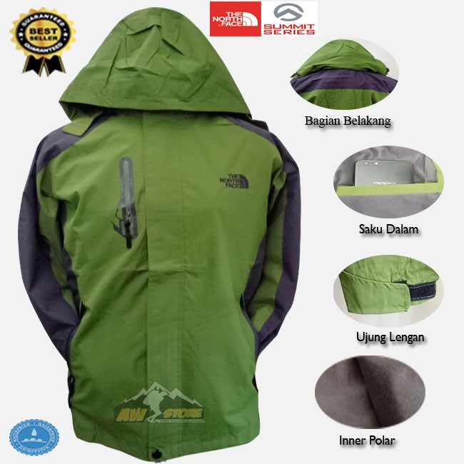 JAKET PRIA OUTDOOR GUNUNG MOTOR THE NORTH FACE HIJAU WATERPROOF IMPORT