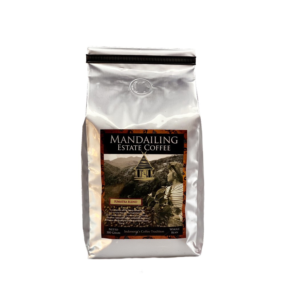 

Mandailing Estate Coffee Kopi Solid Silver 500gr Whole Bean