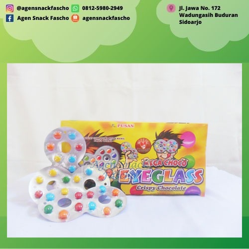 

Eyeglass Permen Chocolate Mega Choco 5,4 gram (1 box isi 40 pcs)
