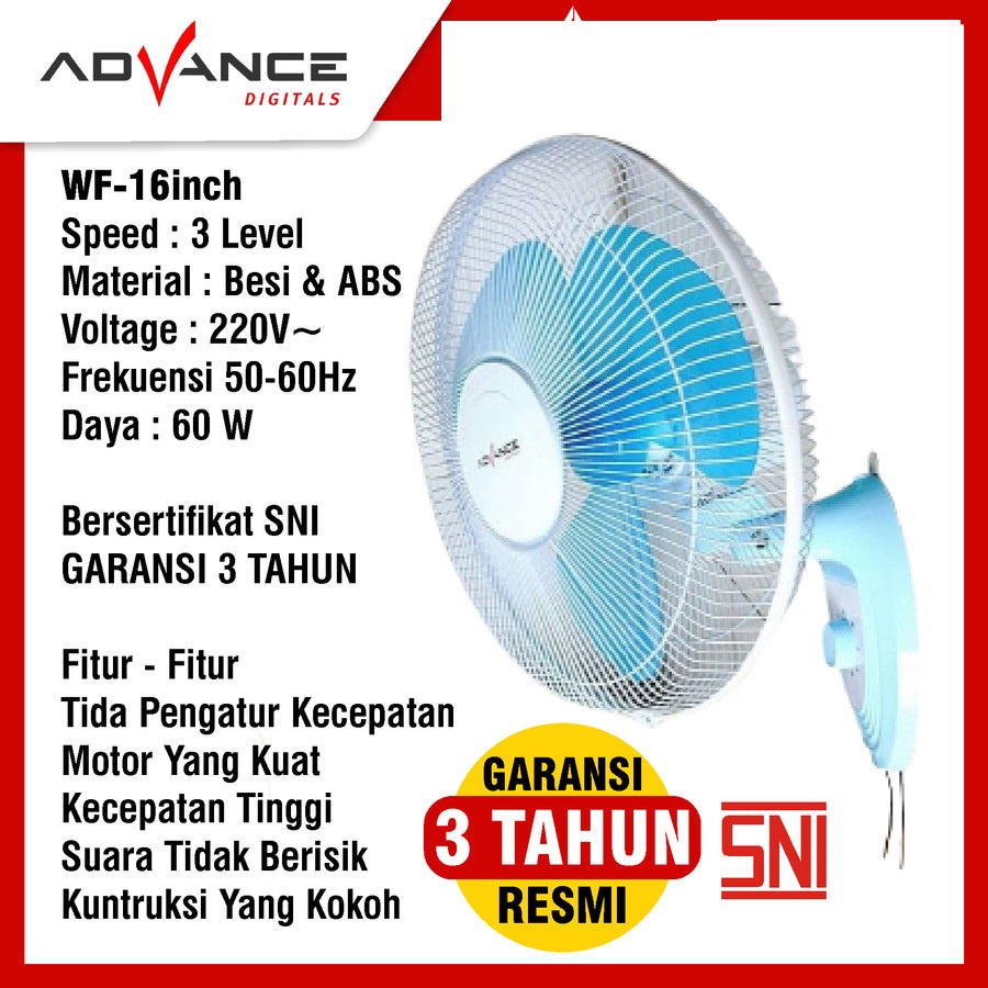 Kipas Angin Dinding 16 inch ADVANCE Wall Fan 16 inch Gantung Tembok - WF-16