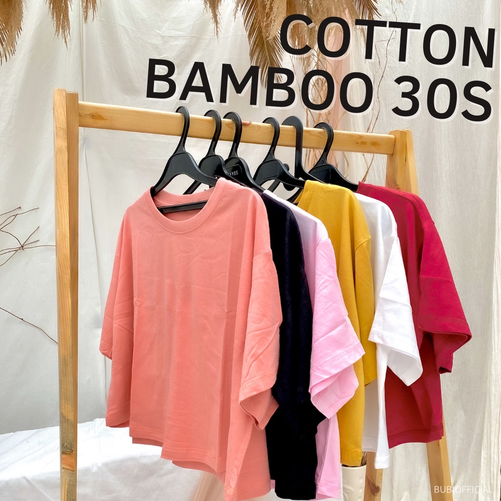 BUBI CROP TOP OVERSIZE LENGAN PENDEK KAOS POLOS KATUN BAMBU 30S