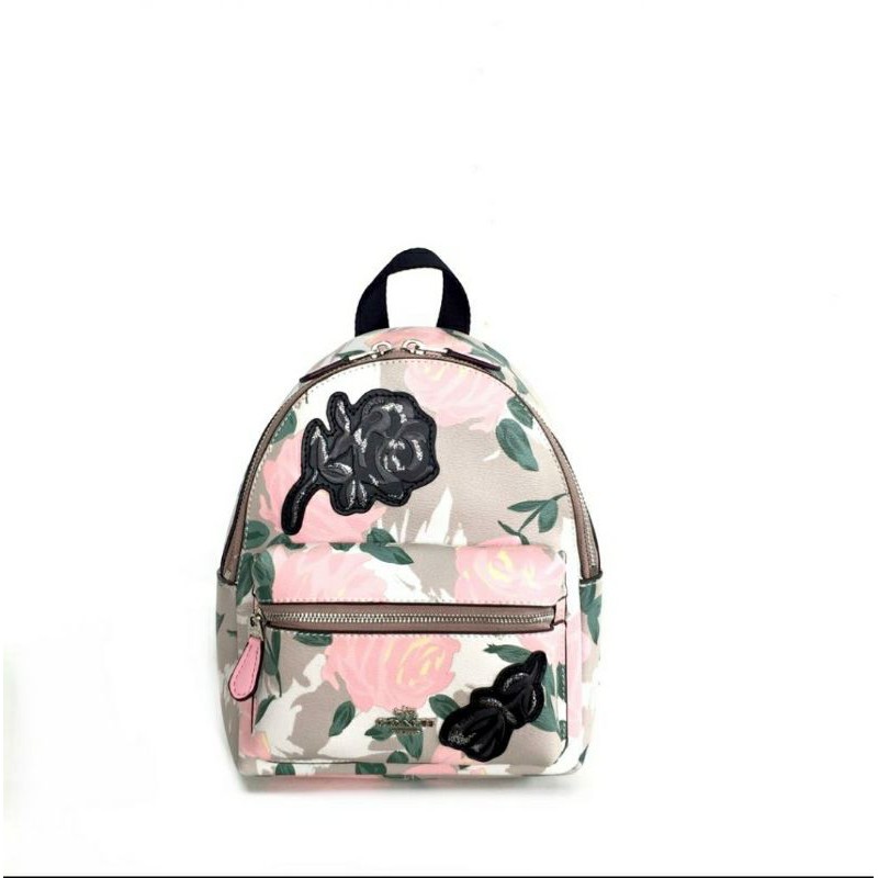 Tas ransel wanita Coach mini charlie with camo rose