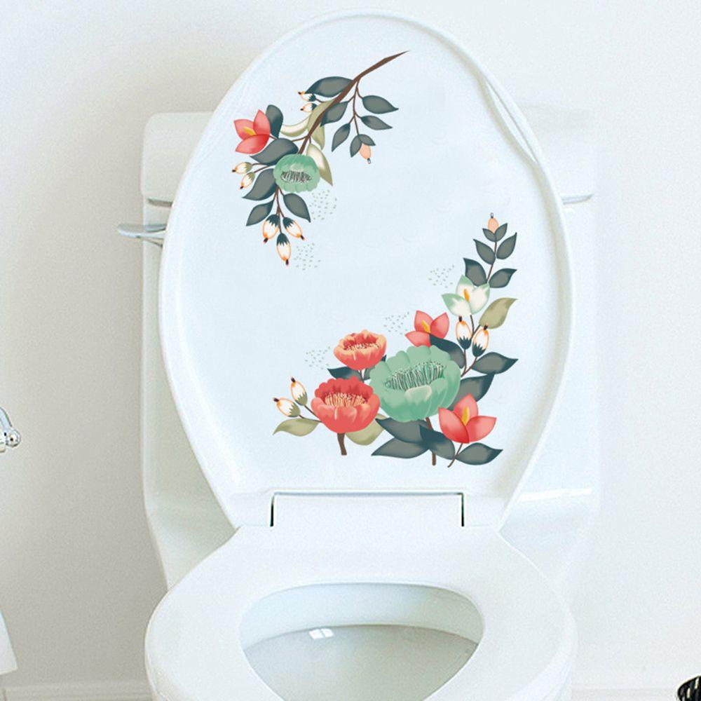 Preva Stiker Toilet Bunga Bunga Hadiah Kamar Mandi Ornamen Perekat Diri Dinding Mural