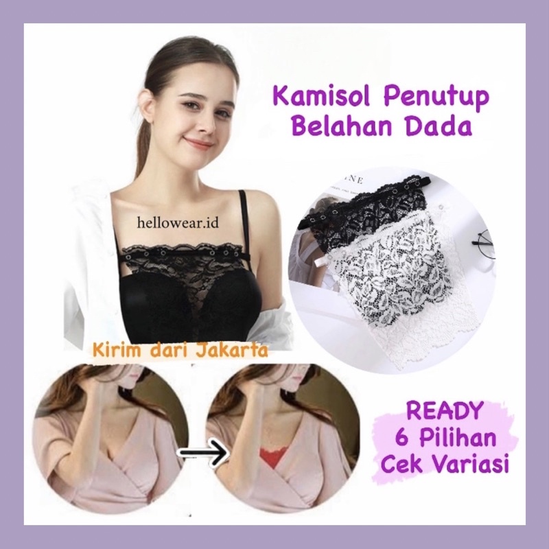 KAMISOL Penutup Belahan Dada Adjustable  KEMBEN Renda Bra Lace Seamless crop Bra Tube top