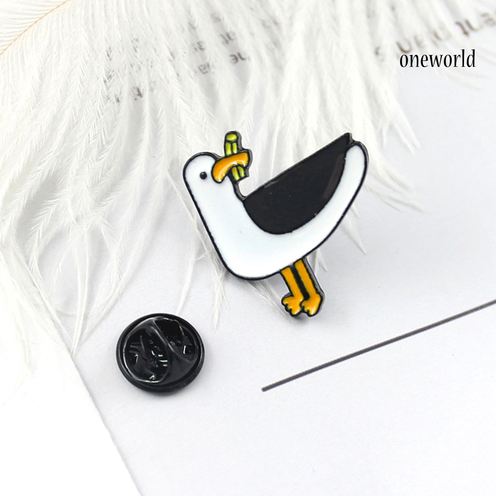 OW@ Collar Badge Pigeon Shape Not Easy Fall Off Alloy Enamel Brooch for Kids