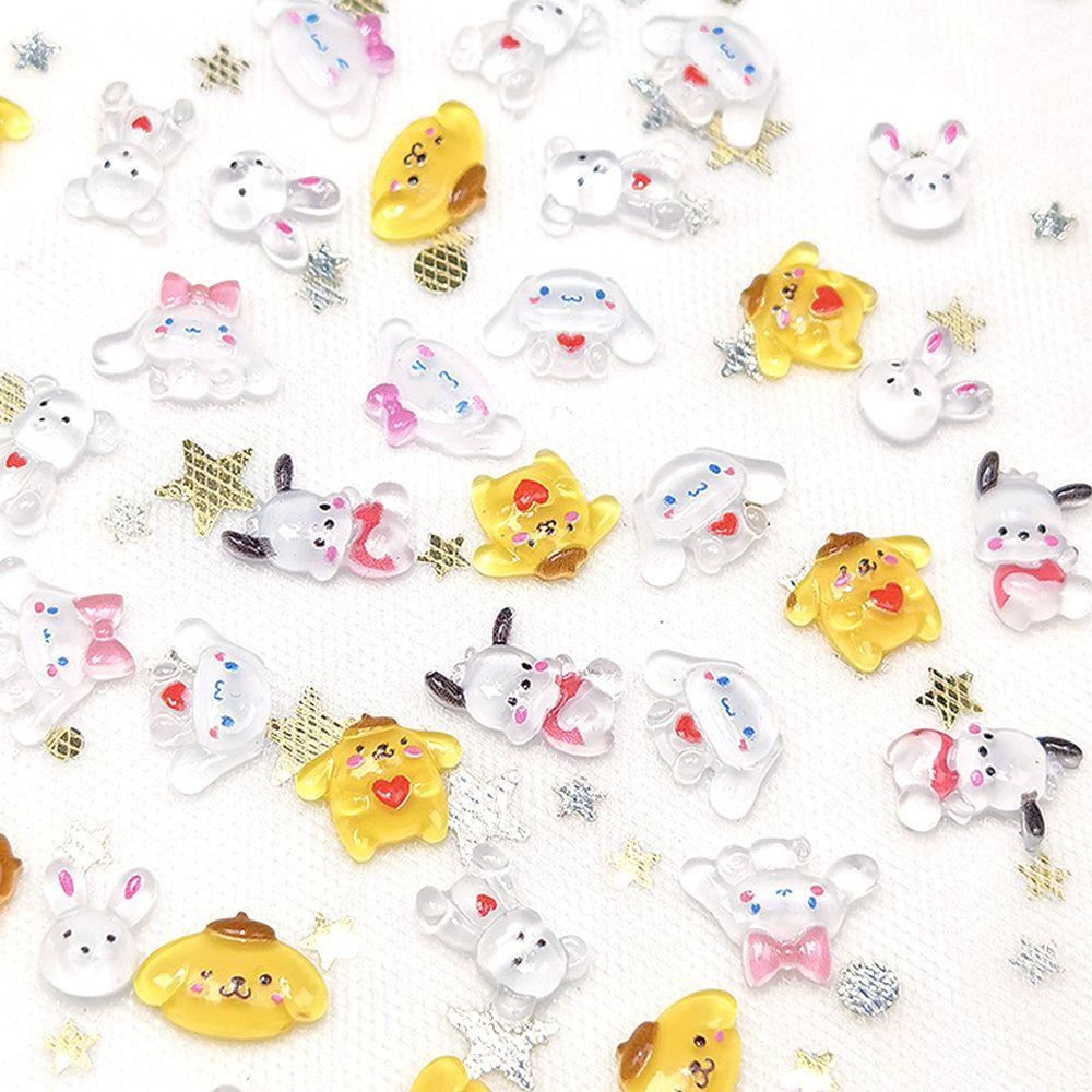 Agustina DIY Dekorasi Nail Art Indah Kuromi Kartun Pikachu Hewan Flatback decor HelloKitty Bear AB Kristal Perhiasan Kuku