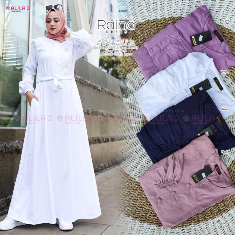 RAINA DRSSS / ORI BY ALILA 2 / BAHAN LINEN CRINKLE IMPORT / DRESS MURAH / OOTD