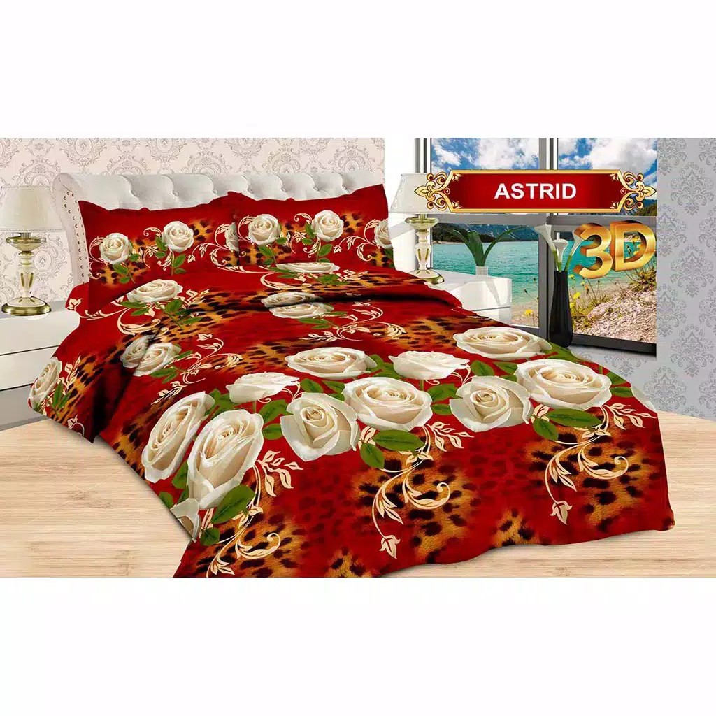 Bedcover set Bonita motif Astrid tanpa rumbai