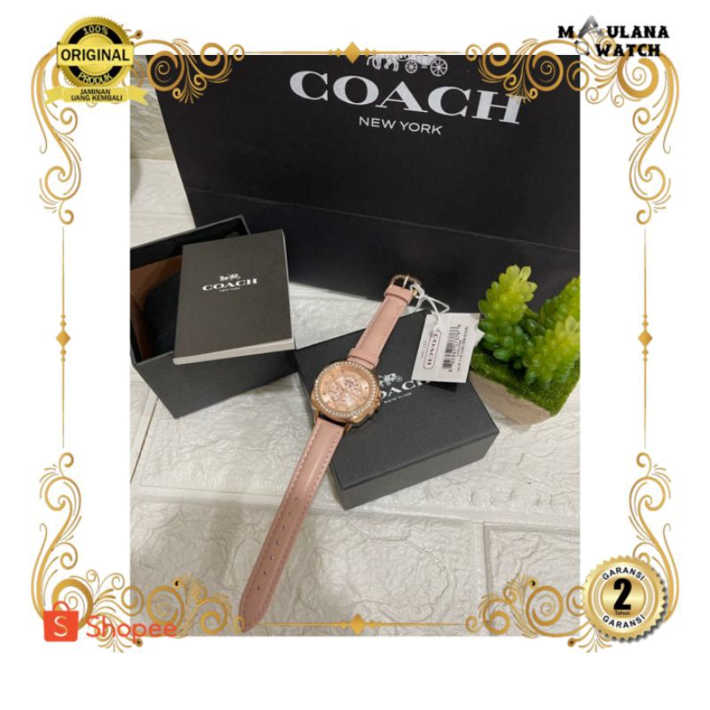 JAM TANGAN PRIA WANITA | RANTAI | KULIT | KARET | MURAH | WANITA COACH ORIGINAL ROSE GOLD PERMATA KU