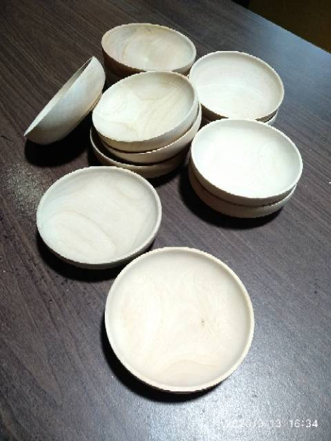 Cobek Kayu / Wadah Sambal / Tempat Sambal /Saus /Kecap /Bumbu bahan Kayu diameter 12cm / Lepek Kayu