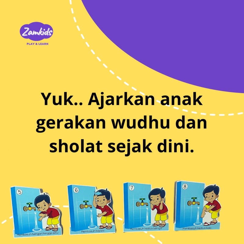 MAINAN BALOK KAYU EDUKASI ANAK BALITA WUDHU WUDU