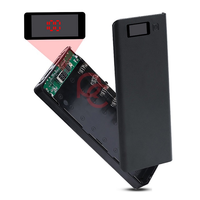 DIY Power Bank Case 8x18650 2 Port + Display - A8 / Casing PowerBank DIY Dual USB Port Fast Charging [TIDAK TERMASUK BATERAI] - Black