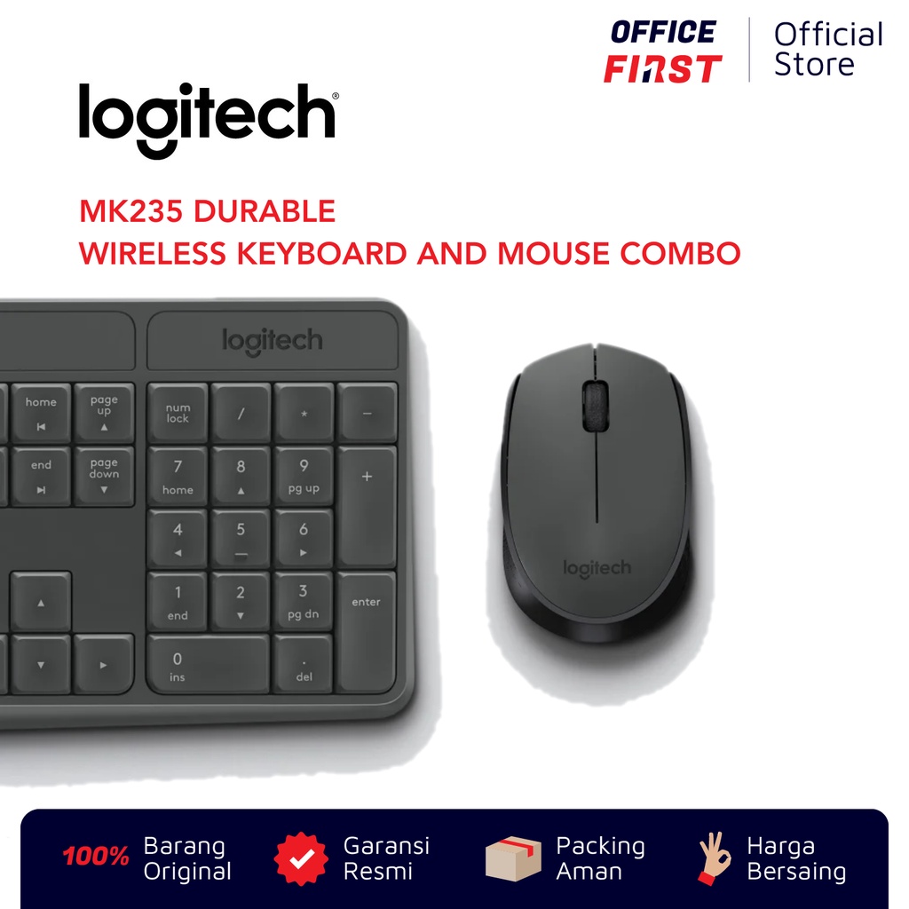 Logitech MK235 Durable Wireless Keyboard Mouse Combo / USB MK 235