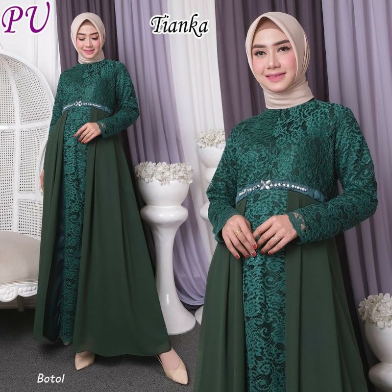 gamis pesta brukat cornely payet mutiara dress brokat muslim busui kondangan bridesmaid tianka maxy