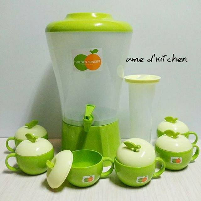Dispenser Minuman Drink Jar & Cangkir Set Golden Sunkist