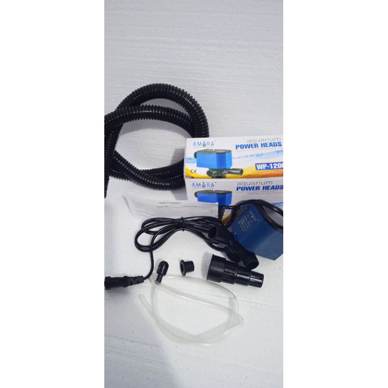 POMPA AIR PEMBERSIH AQUARIUM RENDAM AMARA POWER HEAD WP 1200 + SELANG FILTER HITAM/BIRU