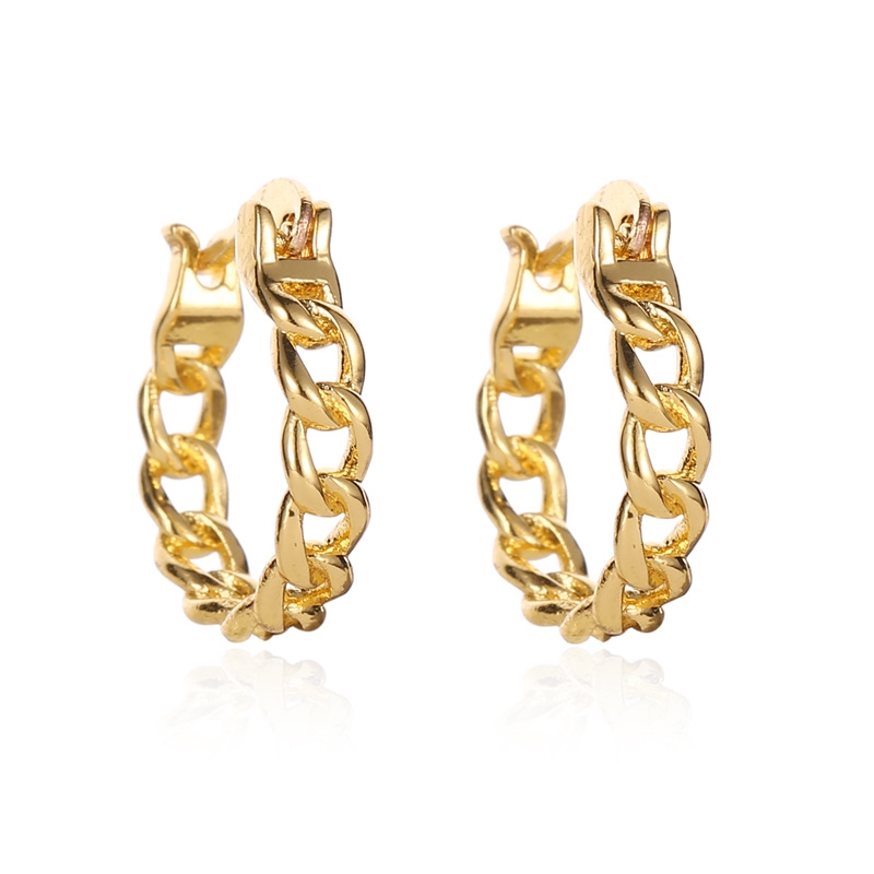 Anting-anting aksesoris fashion Anting geometris berongga sejuk dan sederhana