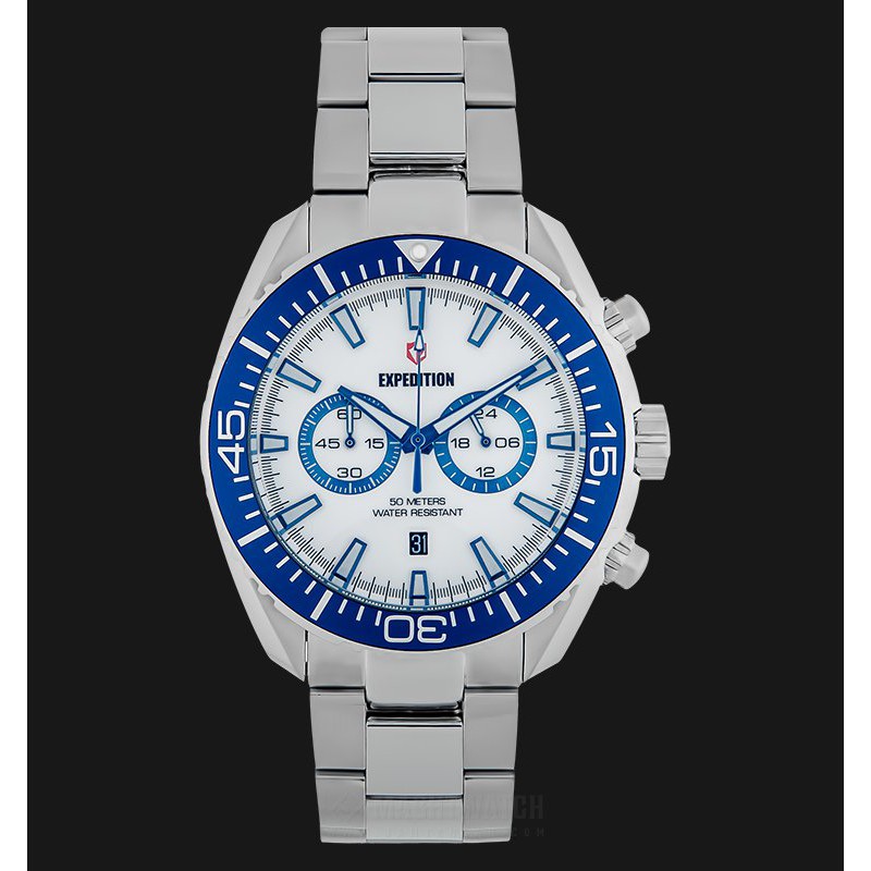 Expedition E 6735 MC BSSSLBU Chronograph Men White Dial Stainless Steel