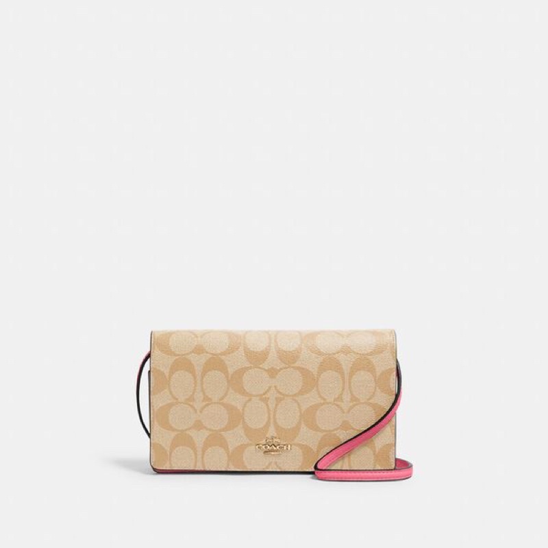 Coach Anna Foldover Khaki Confetti Pink