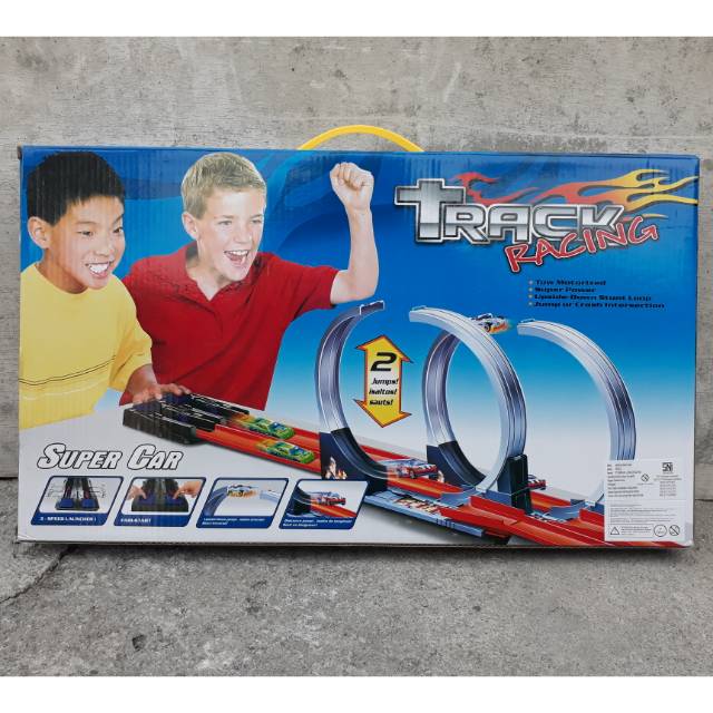 Mainan Track Racing Hot Wheels 2 Jalur Model Trek Halilintar Anak