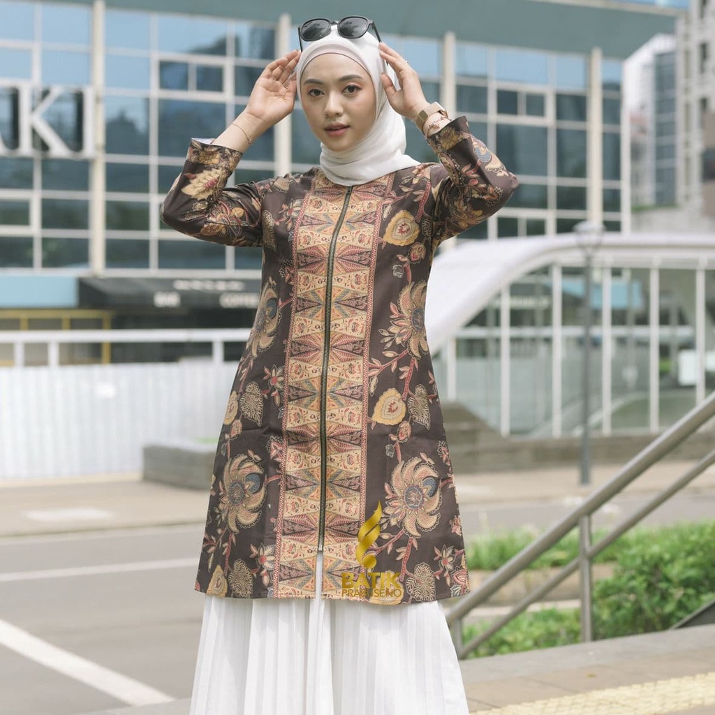 Tunik IMA Batik Wanita Prabuseno Original Ori Modern Lengan Panjang Jumbo Atasan Batik Kerja Busui B