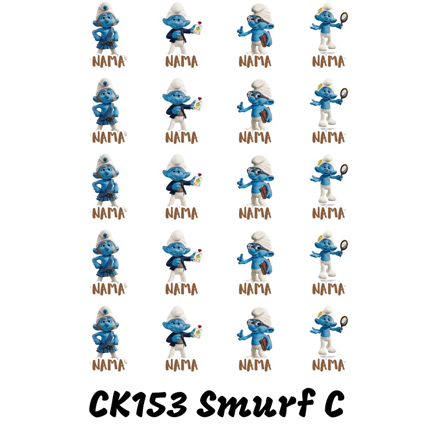 

Sticker Nama Cutting Label Waterproof Tahan Air Smurf C (CK153)