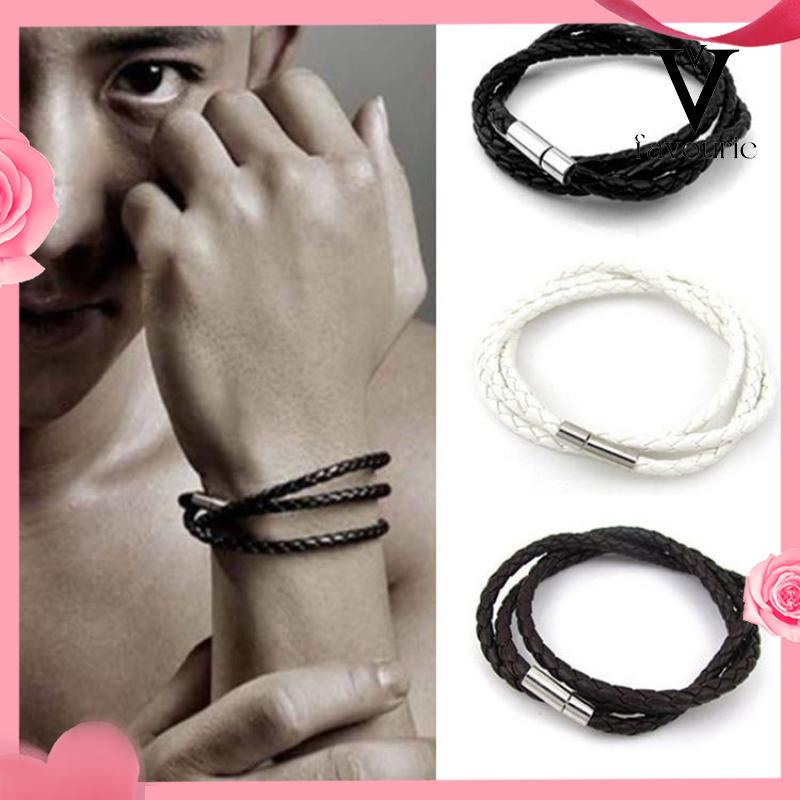 [COD]Multilayer Braided Twist Bracelet Gelang Tali Kulit-FA