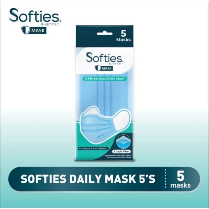 Masker Softies Daily 1pack isi 5 pcs